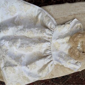 Janie and Jack Cream Dress with Faux Fur Collar